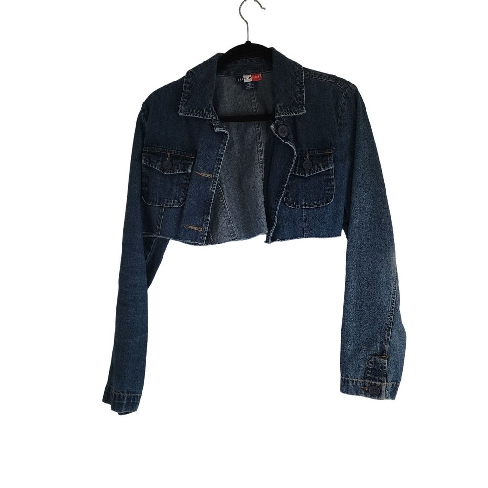 Frenchcuffed Cropped jean jacket womens size small